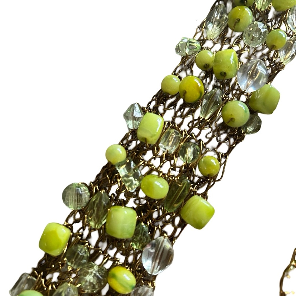 Gold Green Beaded Chunky Metal Retro Artsy Belt - Picture 8 of 12